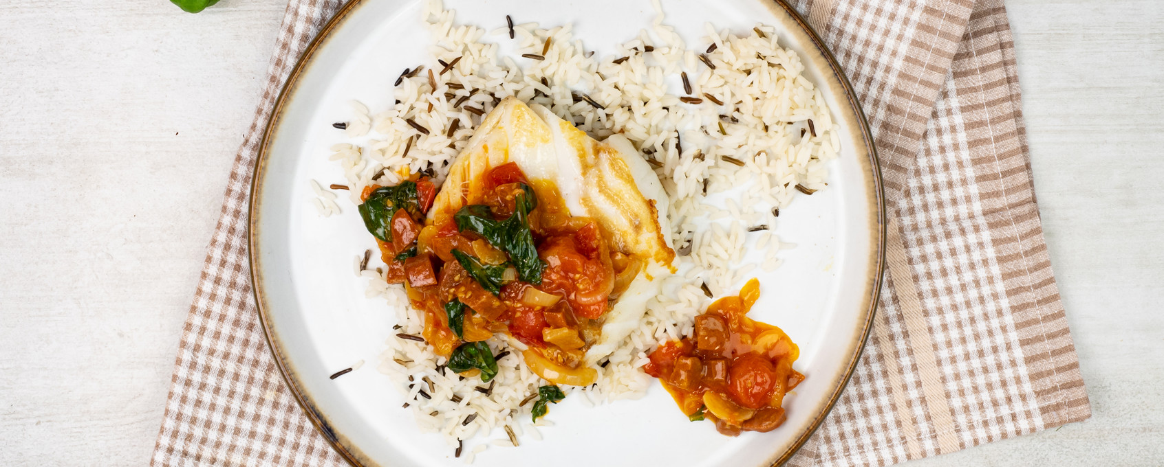 Skrei med tomat- och chorizo-kompott