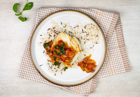 Skrei med tomat- och chorizo-kompott