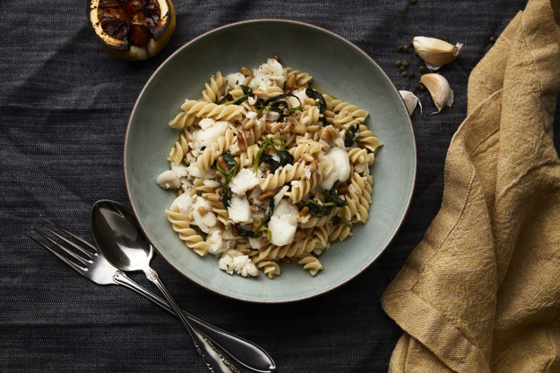 Pasta med torsk, sitron og basilikum