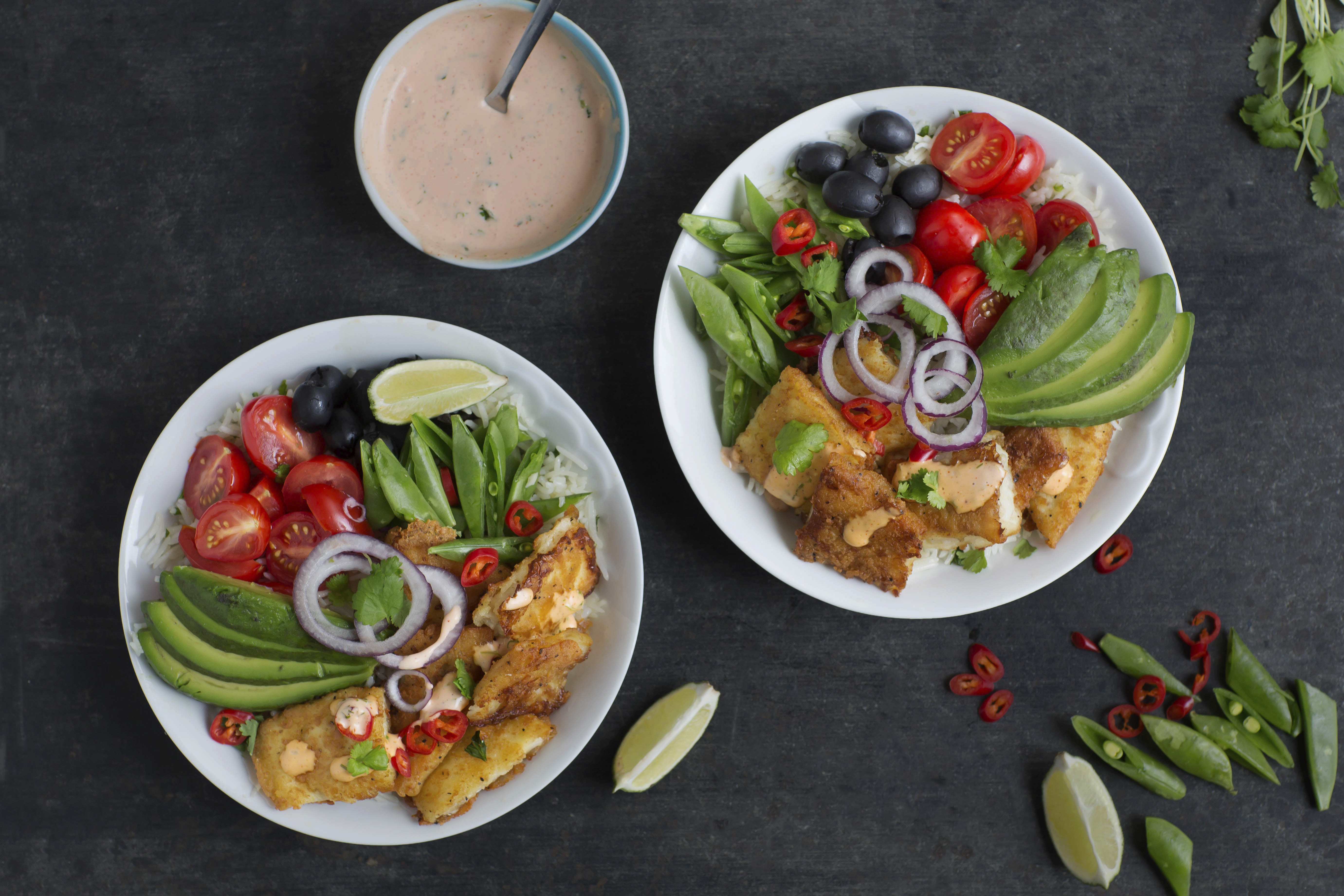 Burrito med panert fisk