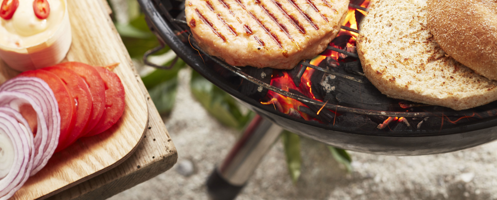 Salmon burger on the BBQ