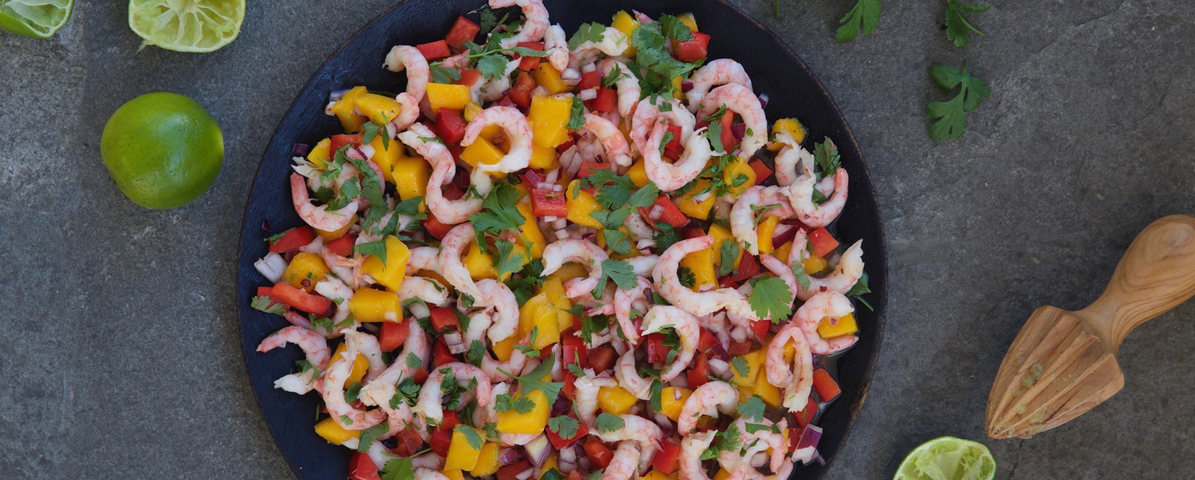 Ceviche med mango og reker