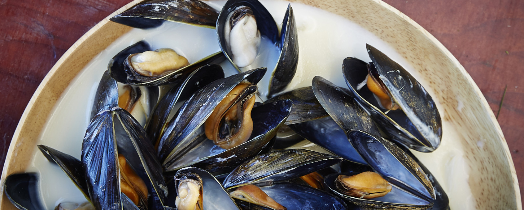 Dampede blåskjell med hvitvin