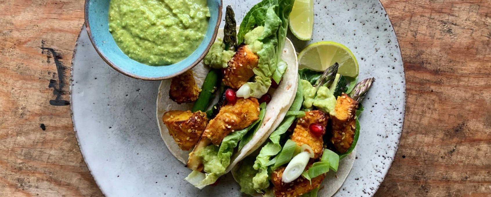 Taco med karritorsk og lime