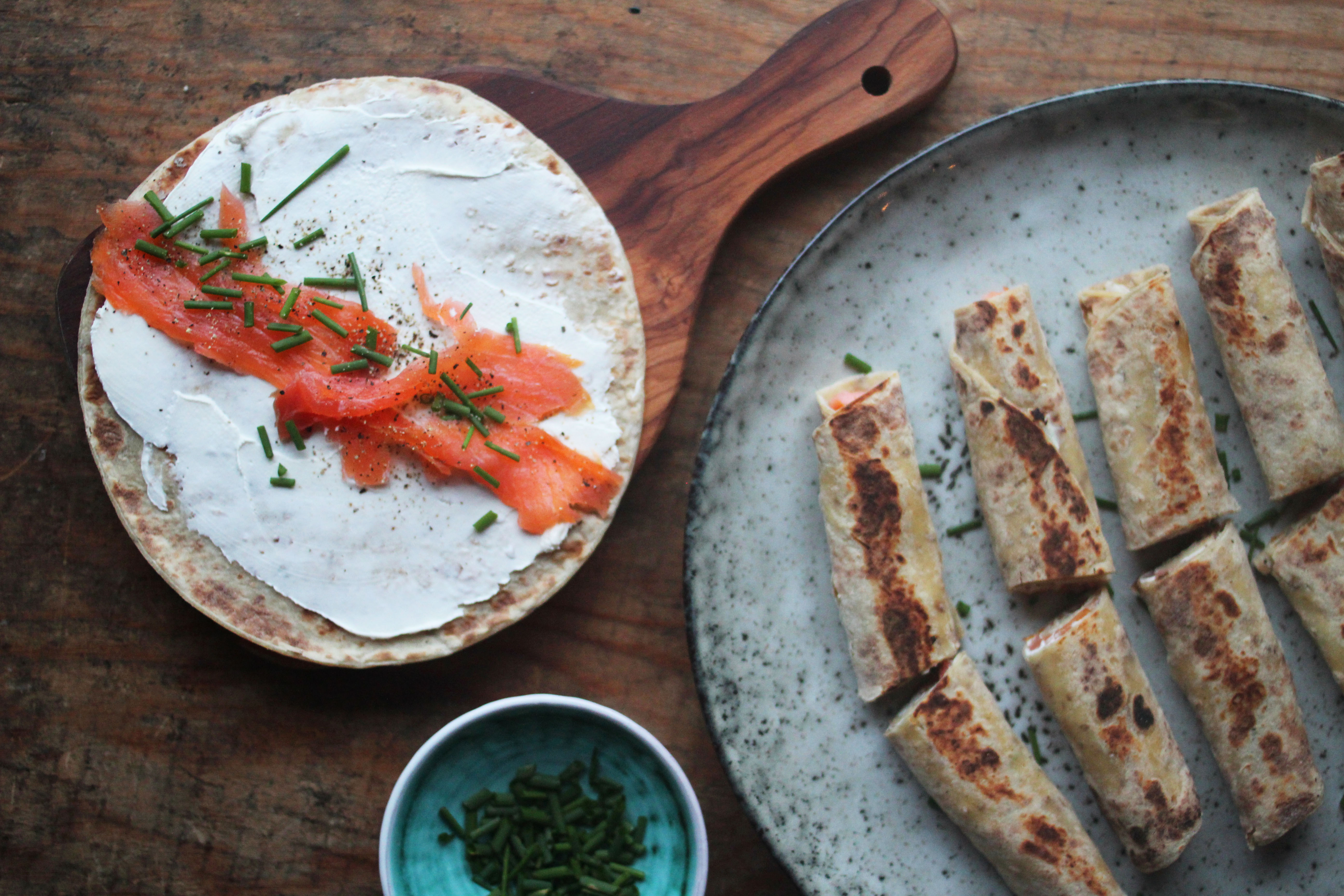 Lune lomper med røkelaks