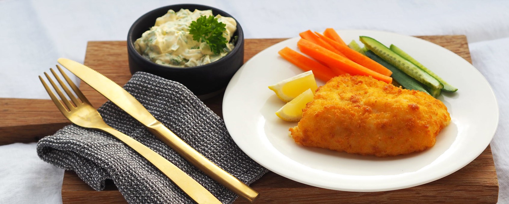 Pankopanert torskefilet med remulade