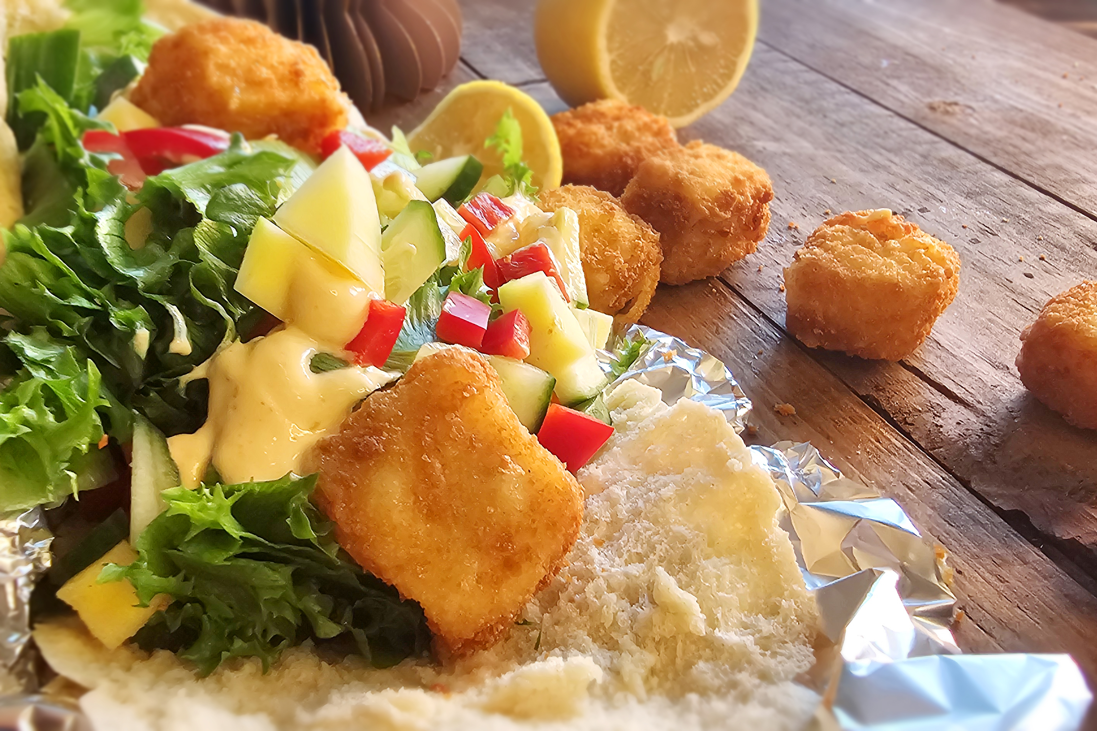 Kebab med Lerøy Sprøpanerte torsketerninger i airfryer