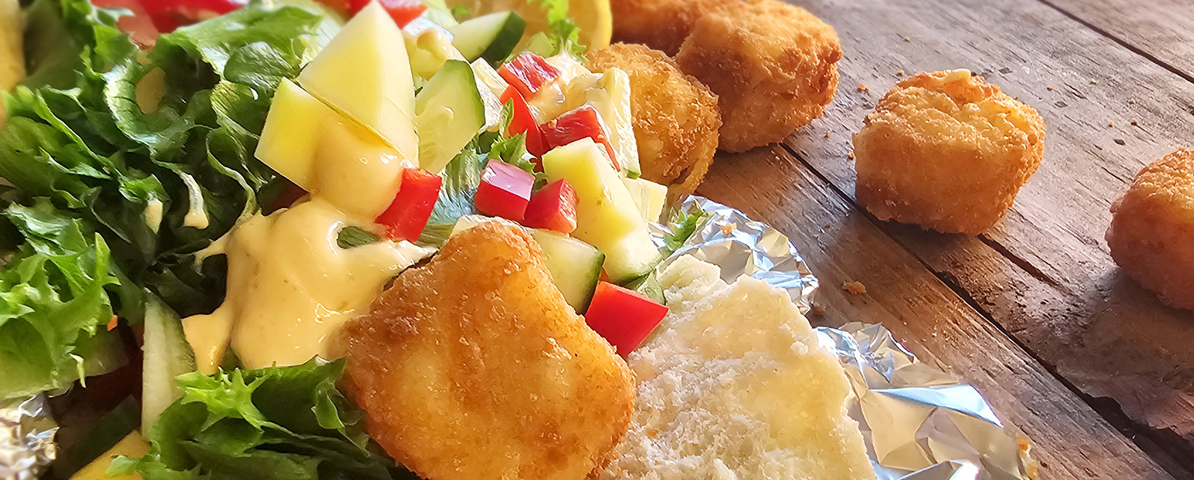 Kebab med Lerøy Sprøpanerte torsketerninger i airfryer