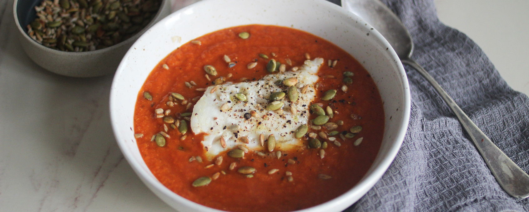 Tomatsuppe med ovnsbakt torsk
