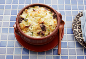 Torsk i form med squash, potet og hvitløkspuré