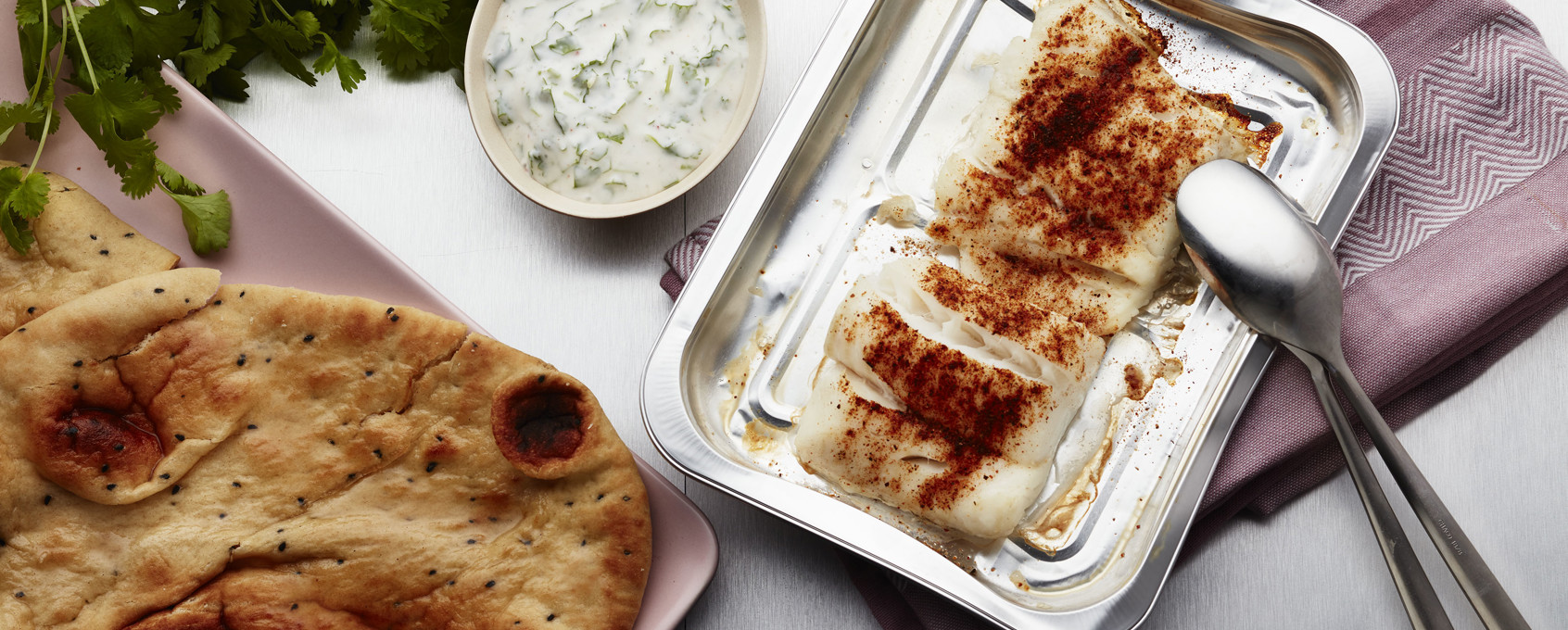 Torsk i form med tandoori og korianderdressing